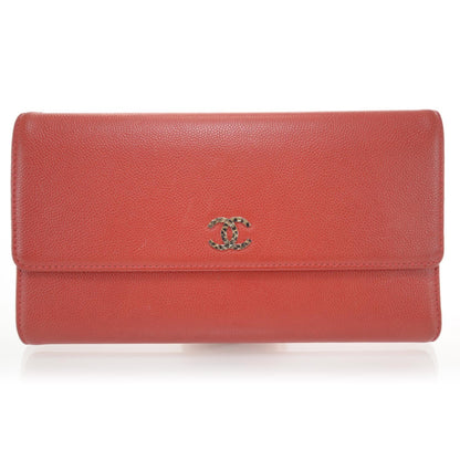 Chanel Caviar CC Large Flap Wallet Red 1 of 8