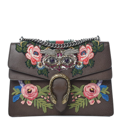Gucci Calfskin Web Owl Embroidered Medium Dionysus Shoulder Bag New Acero Multicolor 1 of 12
