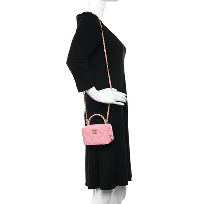 Chanel Lambskin Quilted Chain Top Handle Vanity Case Light Pink 2 of 11