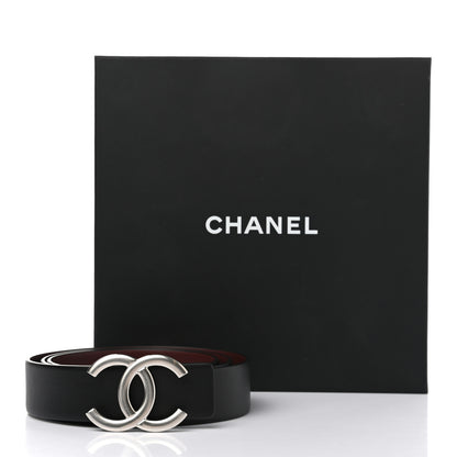 Chanel Calfskin CC Reversible Belt 90 Black Burgundy 6 of 6