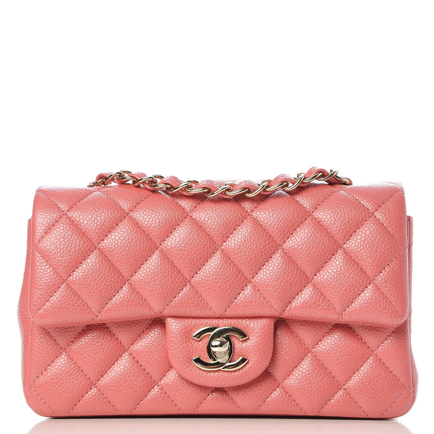 Caviar Quilted Mini Rectangular Flap Pink