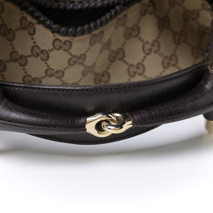 Gucci Monogram Large Horsebit Chain Hobo Dark Brown 10 of 10