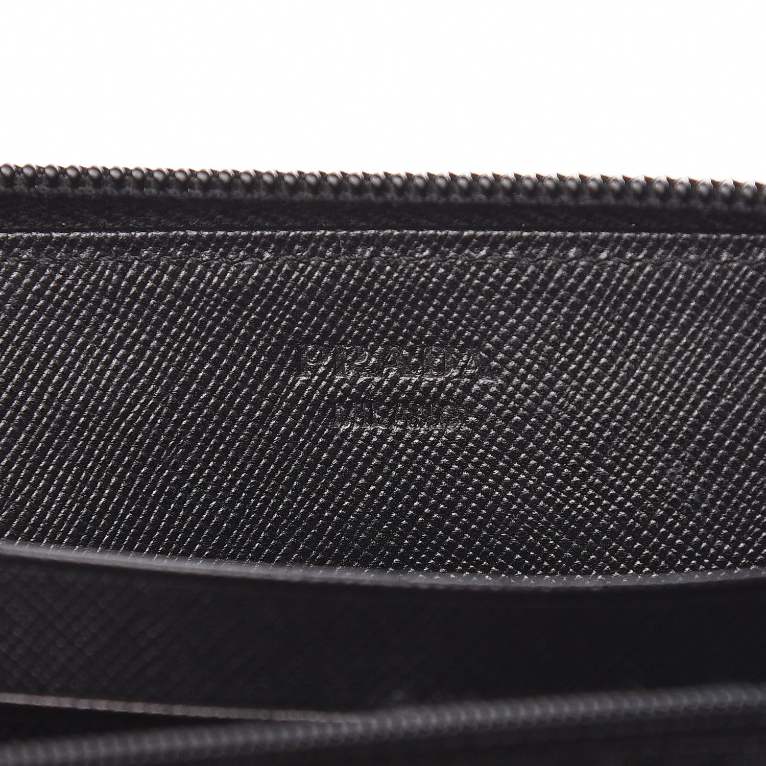 Prada Saffiano Metal Zip Around Wallet Black 6 of 15