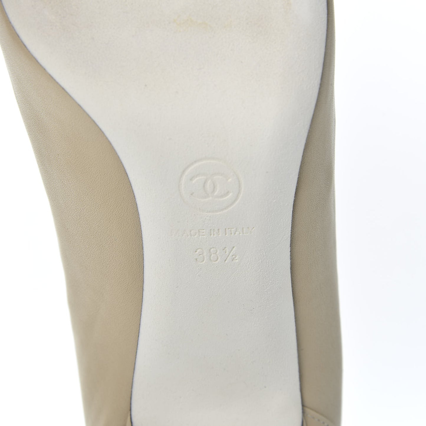 Lambskin Cap Toe CC Woven Pumps 38.5 Beige Black