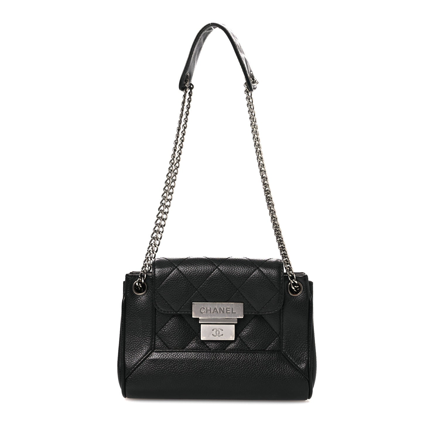 Caviar Quilted Mini Accordion Flap Black