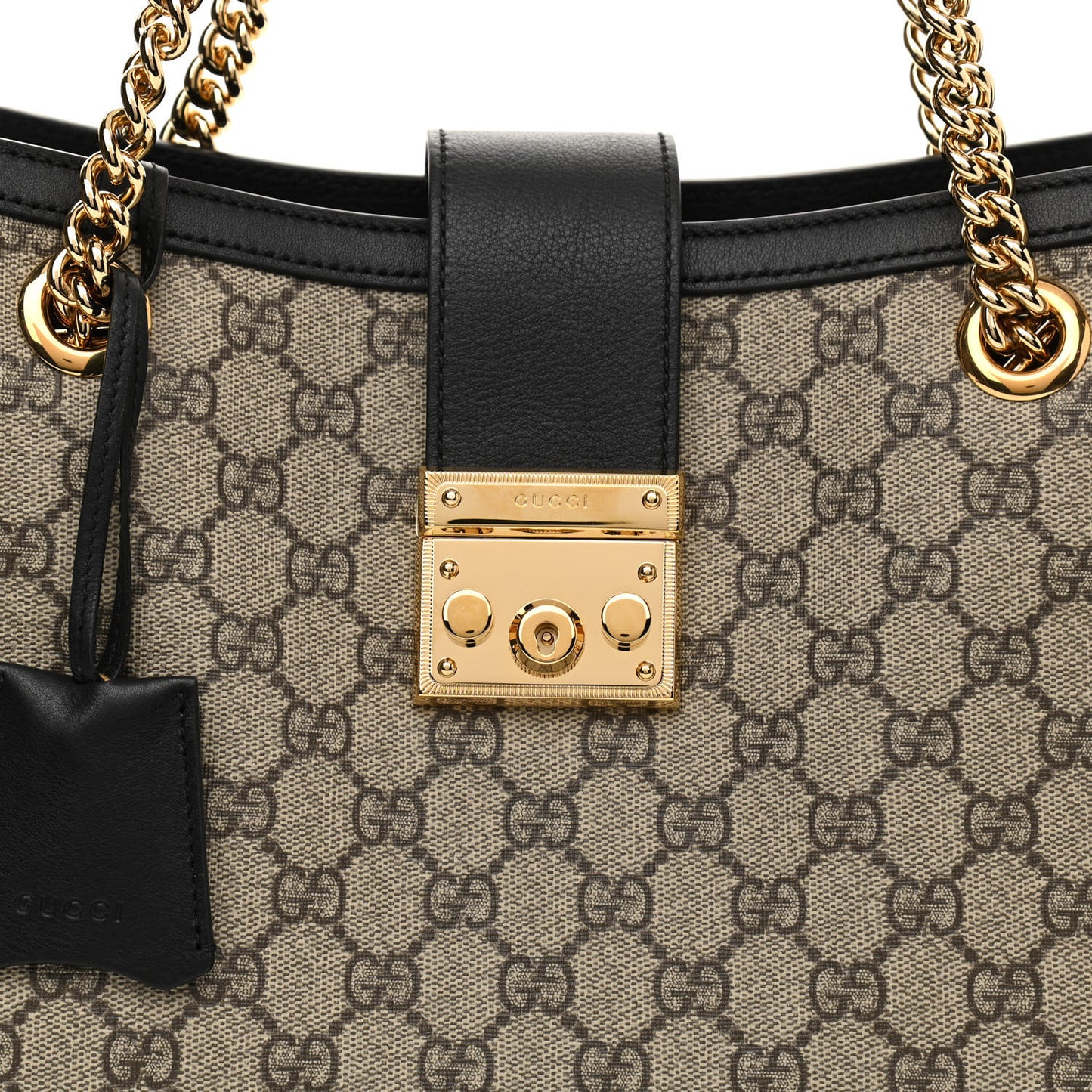 GG Supreme Monogram Medium Padlock Tote Black