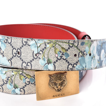Gucci GG Plus Monogram Blooms Plaque Belt 90 36 Blue 5 of 6