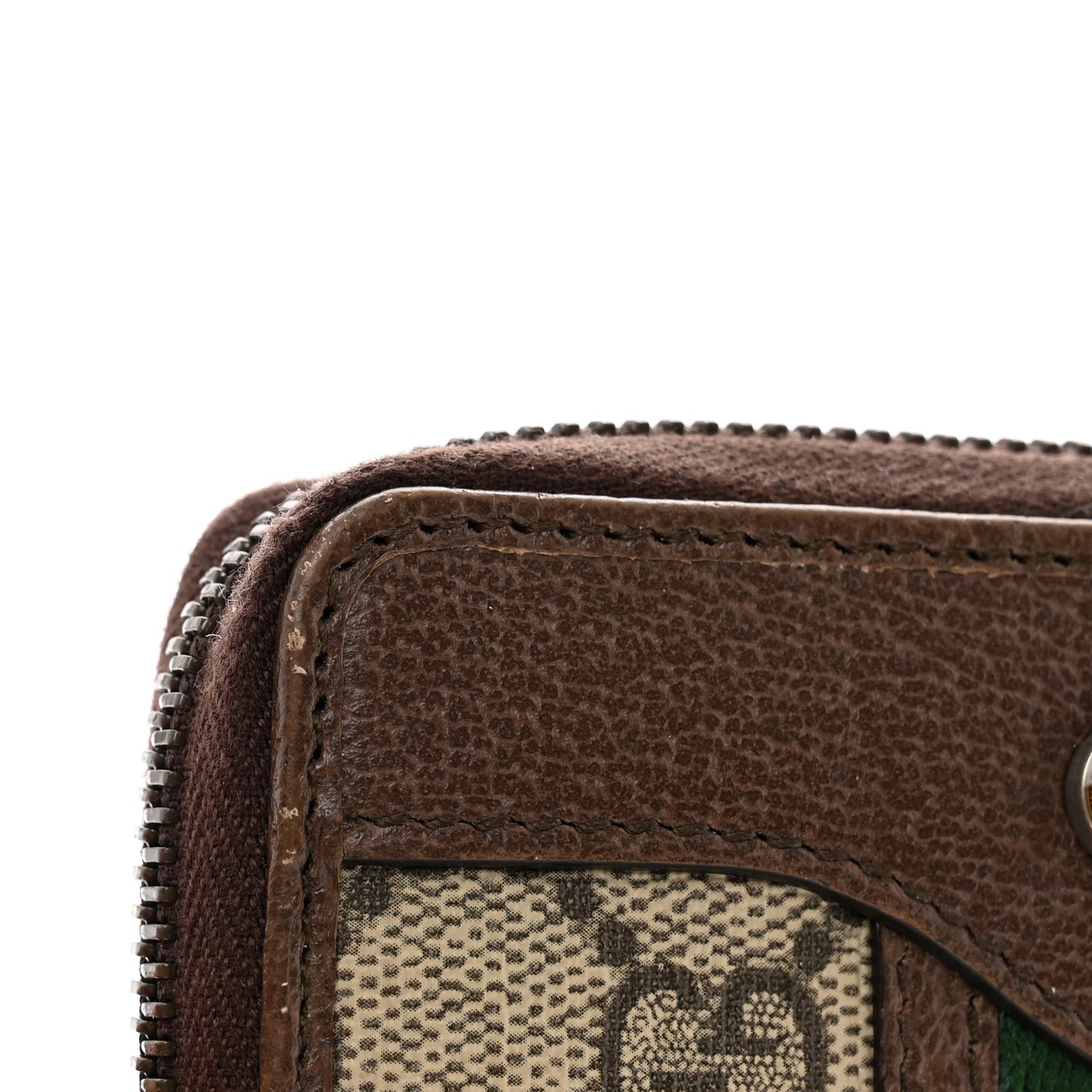 GG Supreme Web Ophidia Zip Around Card Case Brown