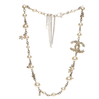 Chanel Pearl Camellia CC Short Necklace Gold 1 of 6