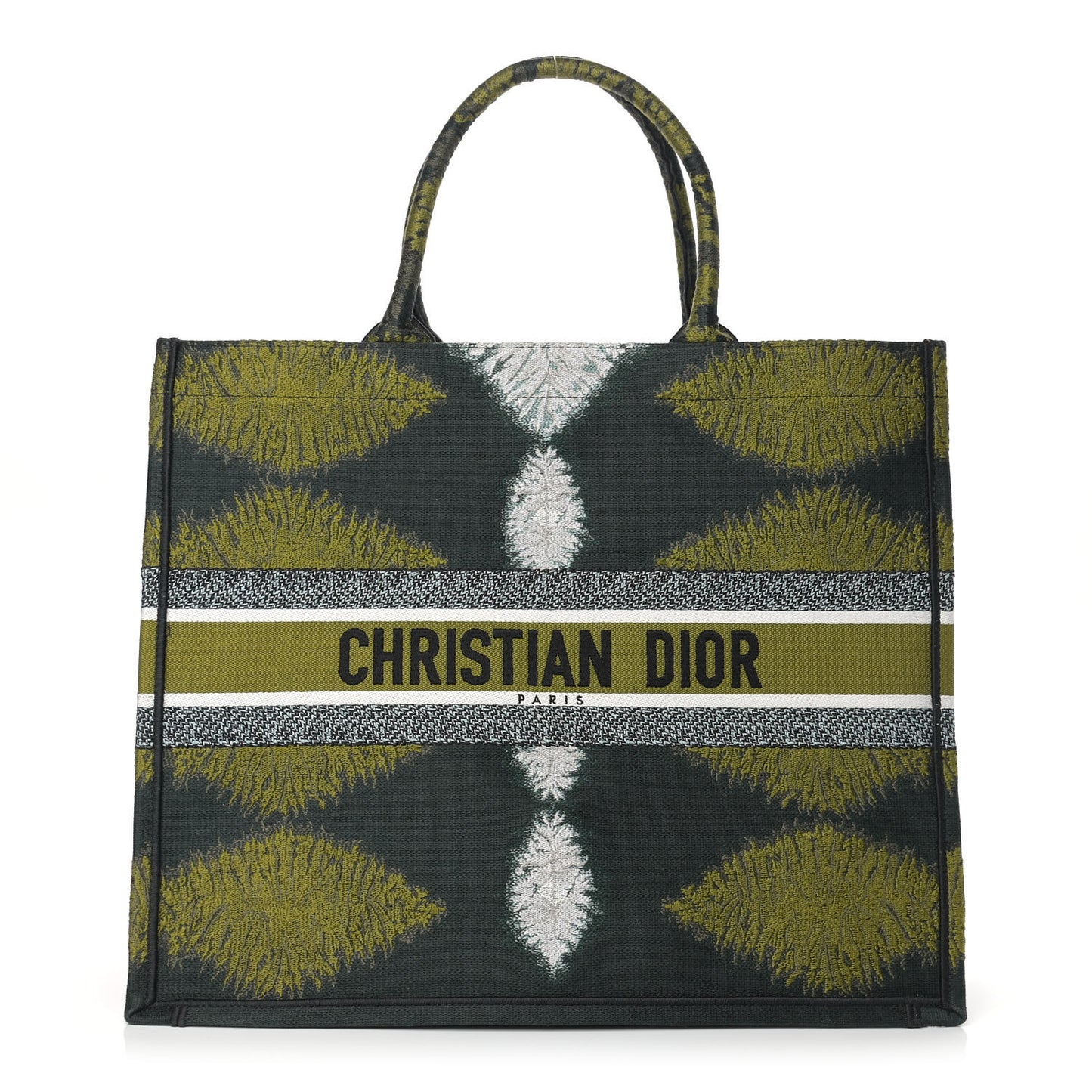 Canvas Large Tie And Dior Book Tote Green Multicolor