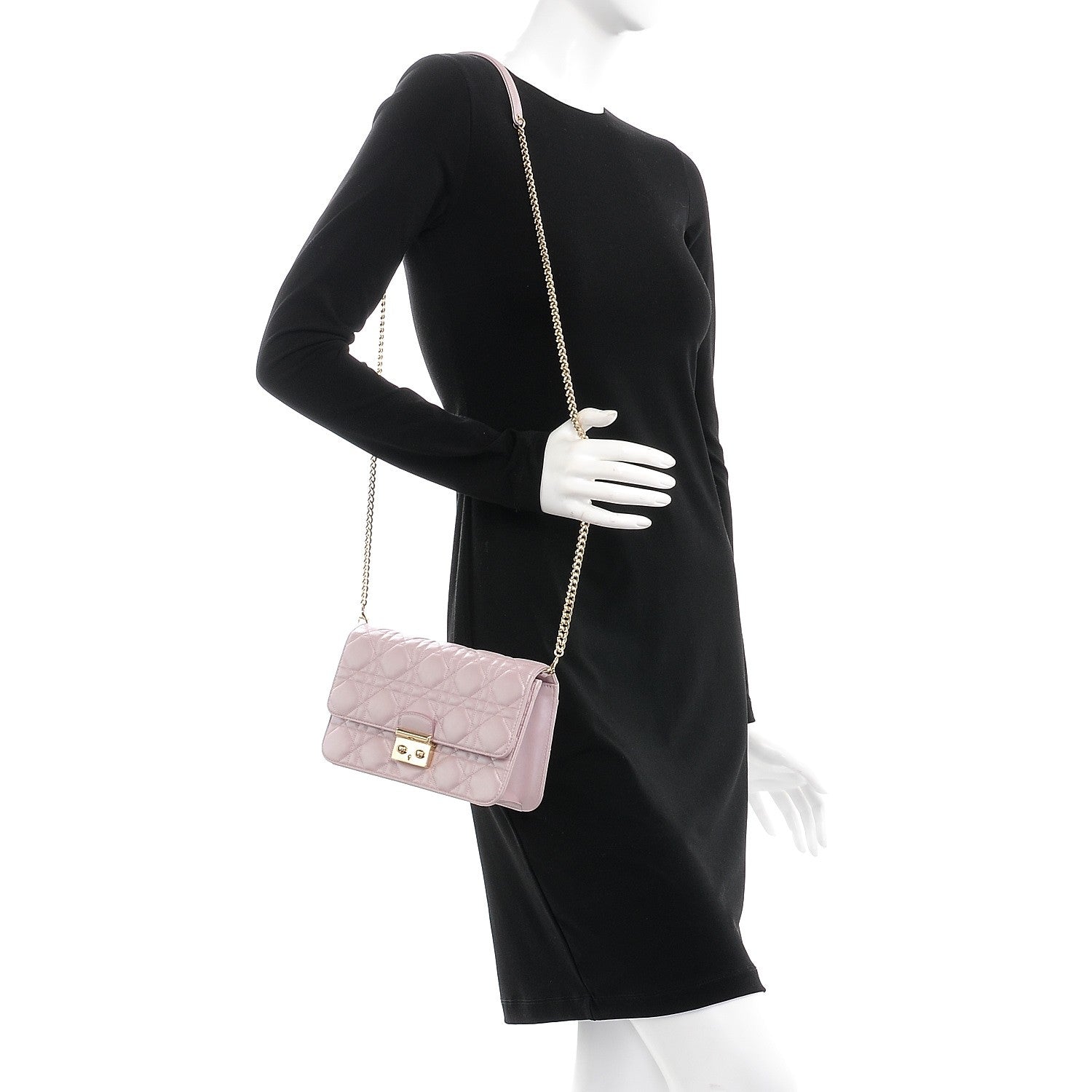 Christian Dior Metallic Lambskin Cannage Miss Dior Promenade Pouch Pink 2 of 6