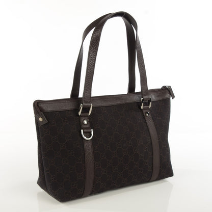 Gucci Denim Monogram Medium Abbey Tote Dark Brown 3 of 7