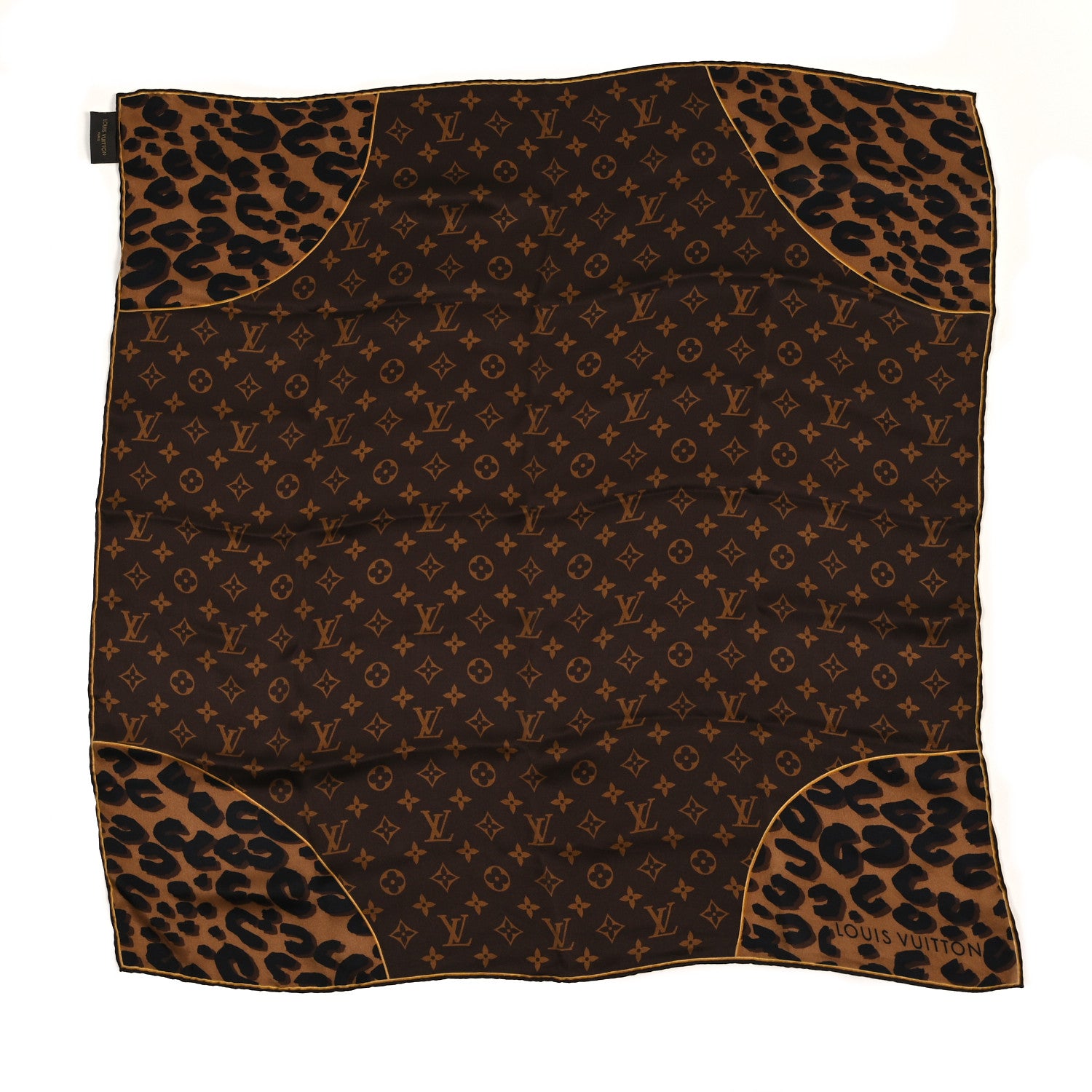 Louis Vuitton Silk Leopard Monogram Square Scarf 1 of 3
