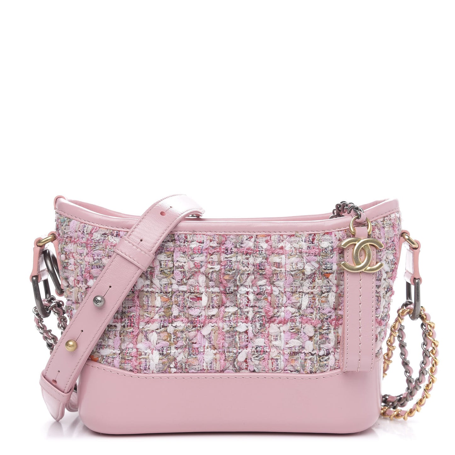 Tweed Calfskin Small Gabrielle Hobo Light Pink