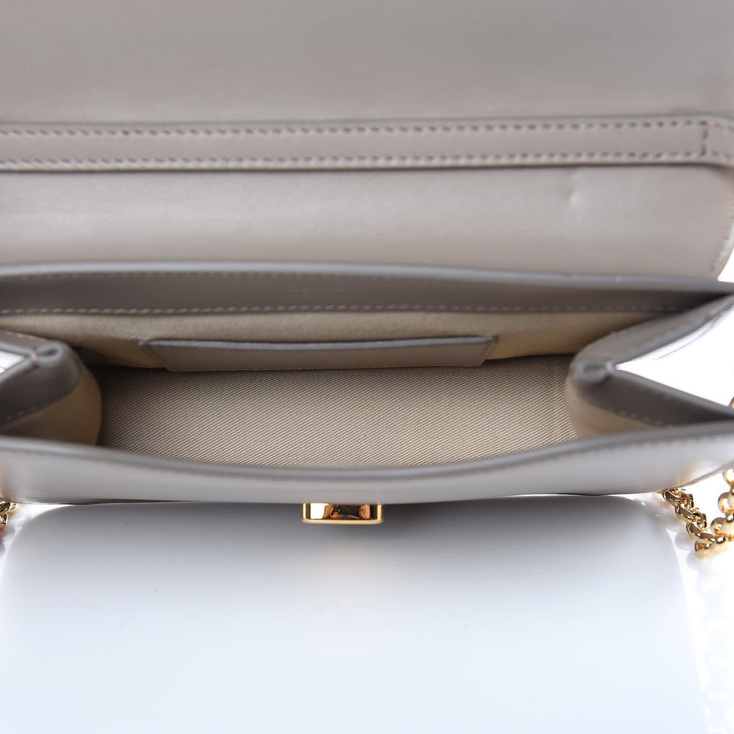 Calfskin Suede C Clutch With Chain Motty Grey