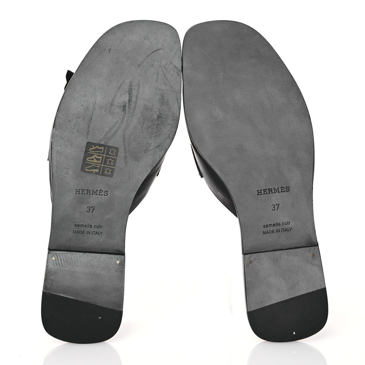 Hermes Goatskin Auteuil Sandals 37 Black 6 of 12