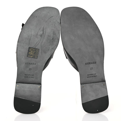 Hermes Goatskin Auteuil Sandals 37 Black 6 of 12