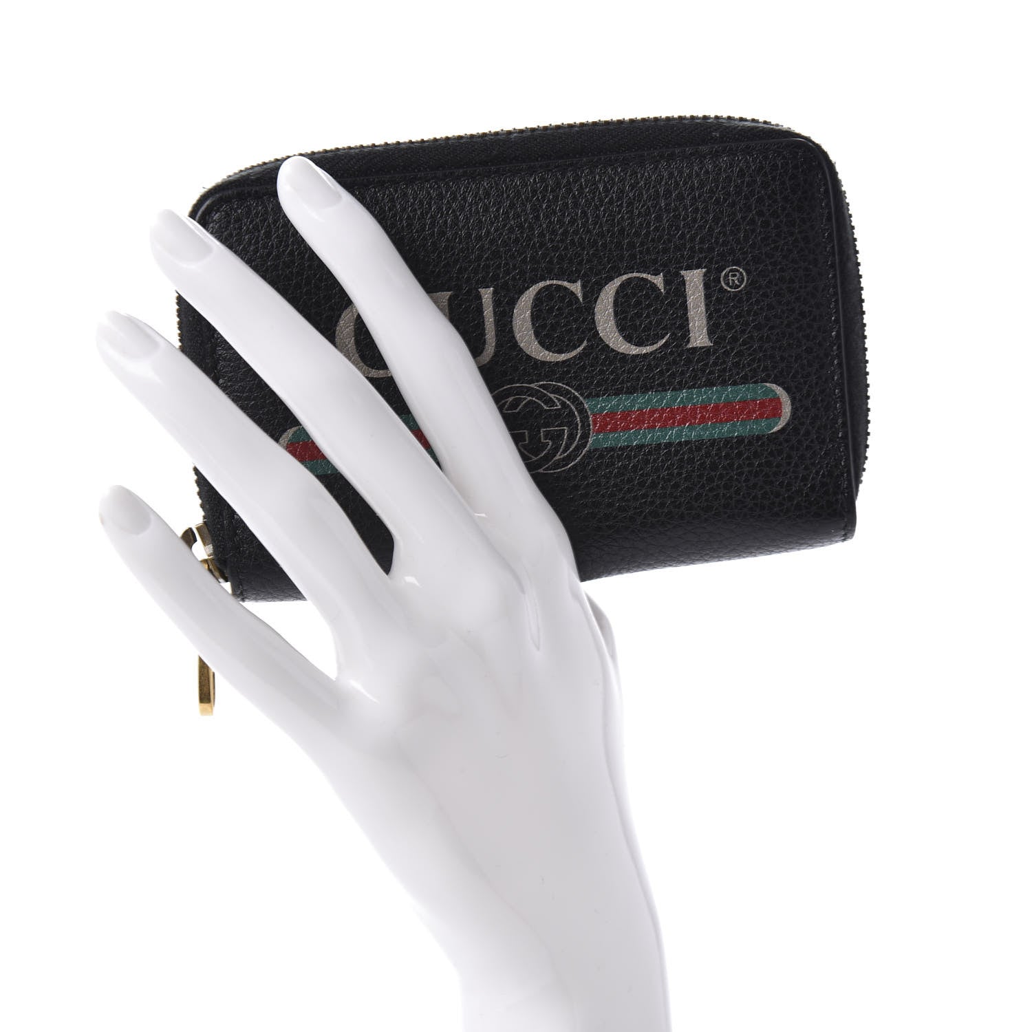 Gucci Calfskin Logo Zip Around Card Case Black 2 of 8