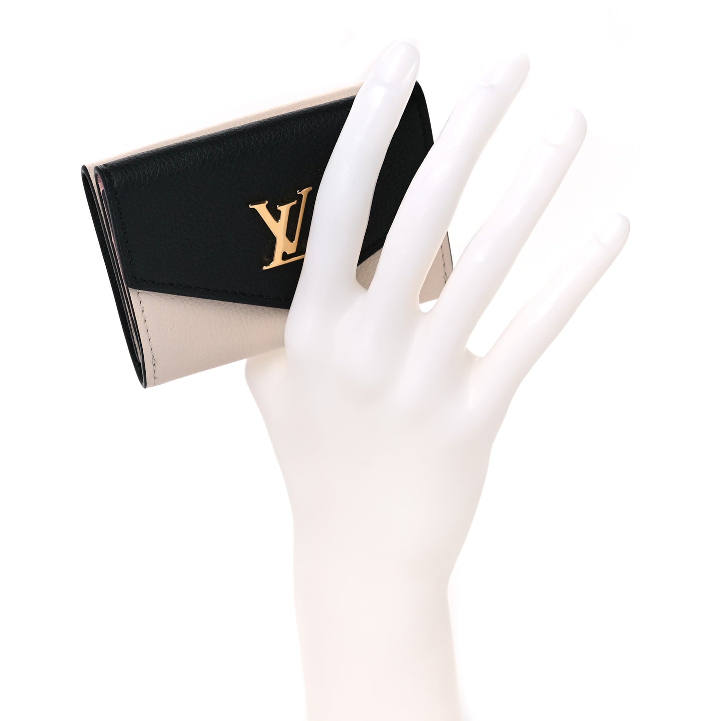 Calfskin Lockmini Wallet Black Cream Pink