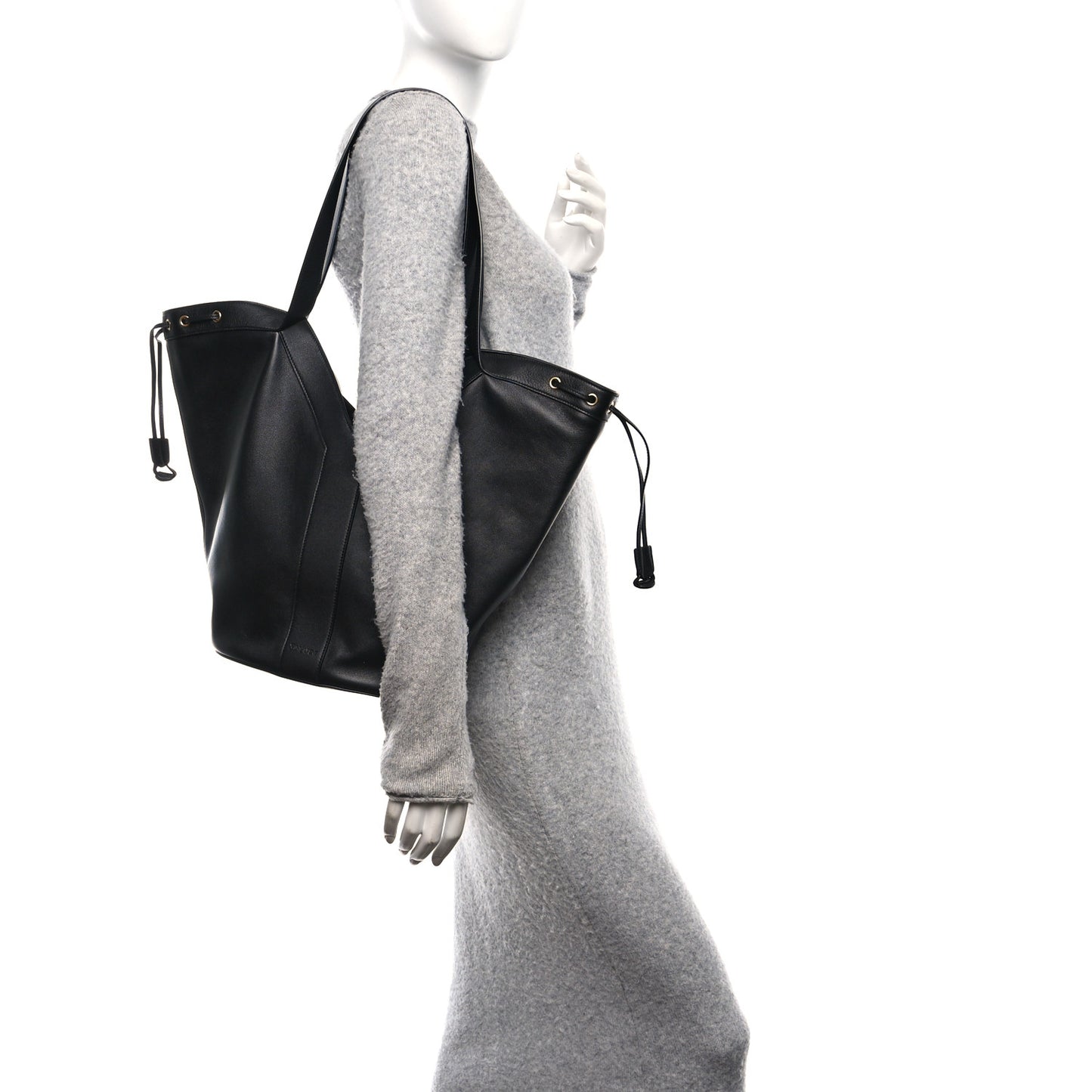 Santorini Lux Calfskin Y Drawstring Tote Black