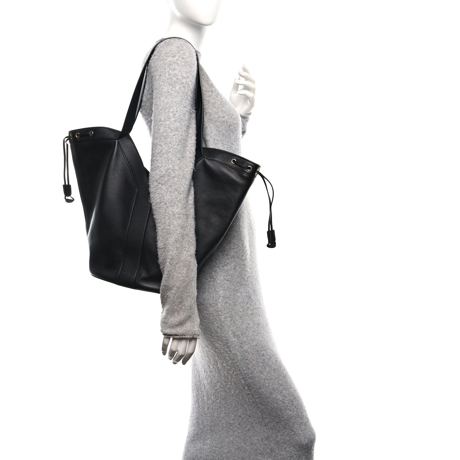 Saint Laurent Santorini Lux Calfskin Y Drawstring Tote Black 2 of 10