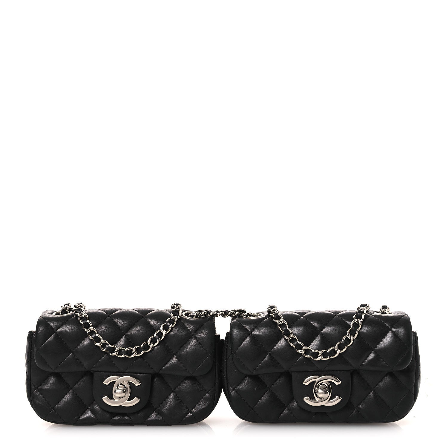 Chanel Lambskin Quilted Double Mini Flap Crossbody Black 1 of 11
