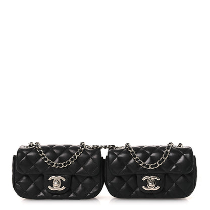Chanel Lambskin Quilted Double Mini Flap Crossbody Black 1 of 11