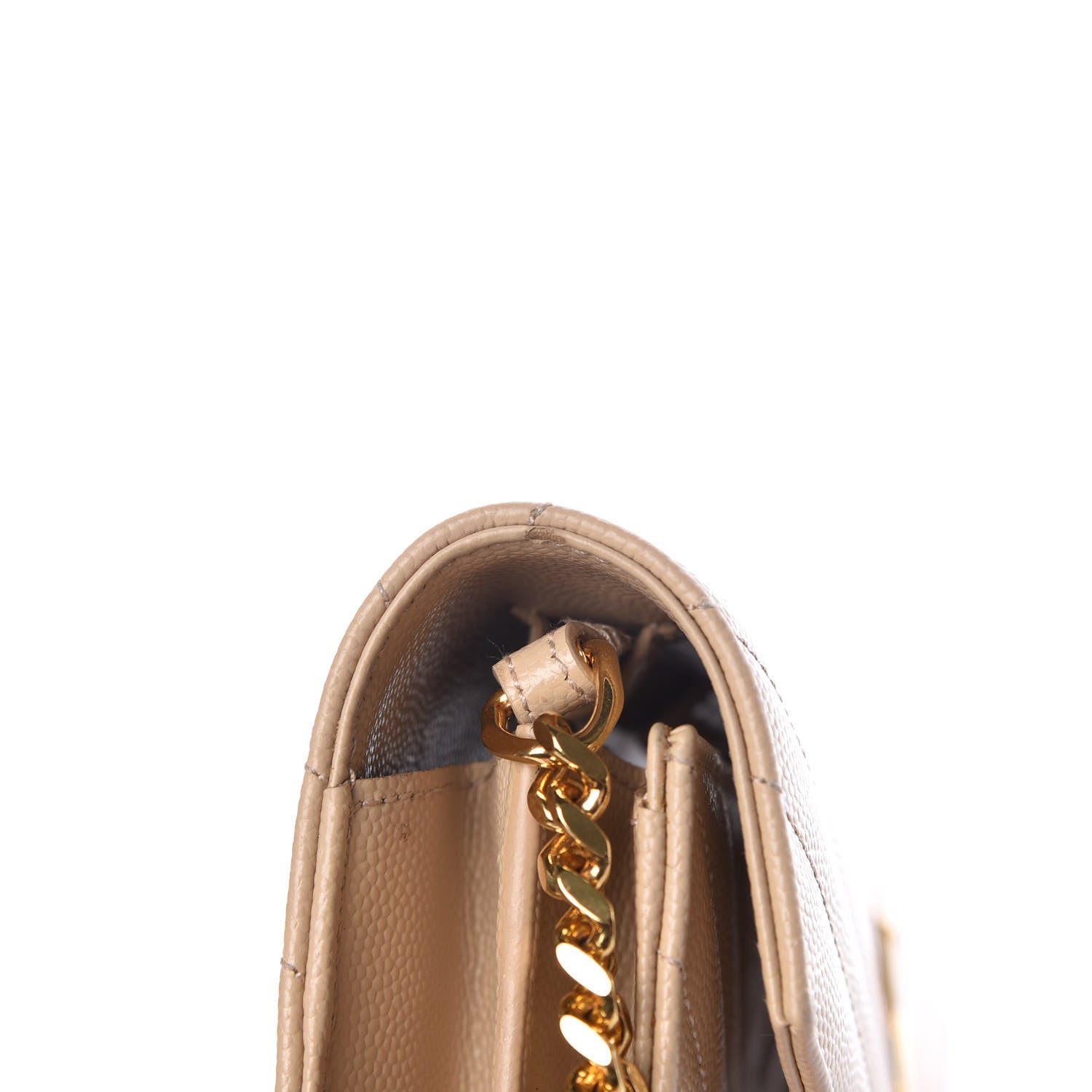 Saint Laurent Grain De Poudre Matelasse Chevron Monogram Chain Wallet Nude Powder 13 of 16