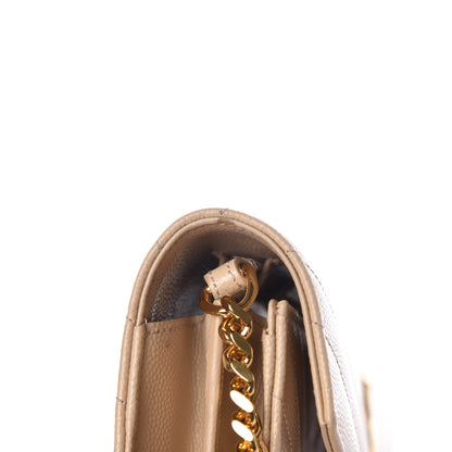 Saint Laurent Grain De Poudre Matelasse Chevron Monogram Chain Wallet Nude Powder 13 of 16