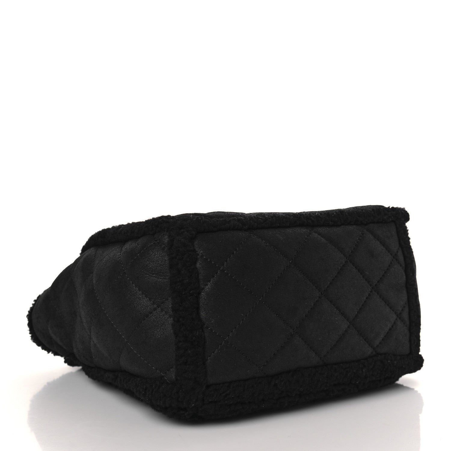 Chanel Lambskin Shearling Small Coco Neige Shopping Tote Black 4 of 8
