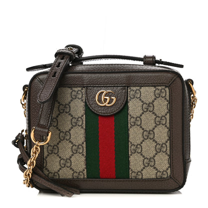 Gucci GG Supreme Monogram Mini Ophidia Top Handle Shoulder Bag Brown 1 of 11