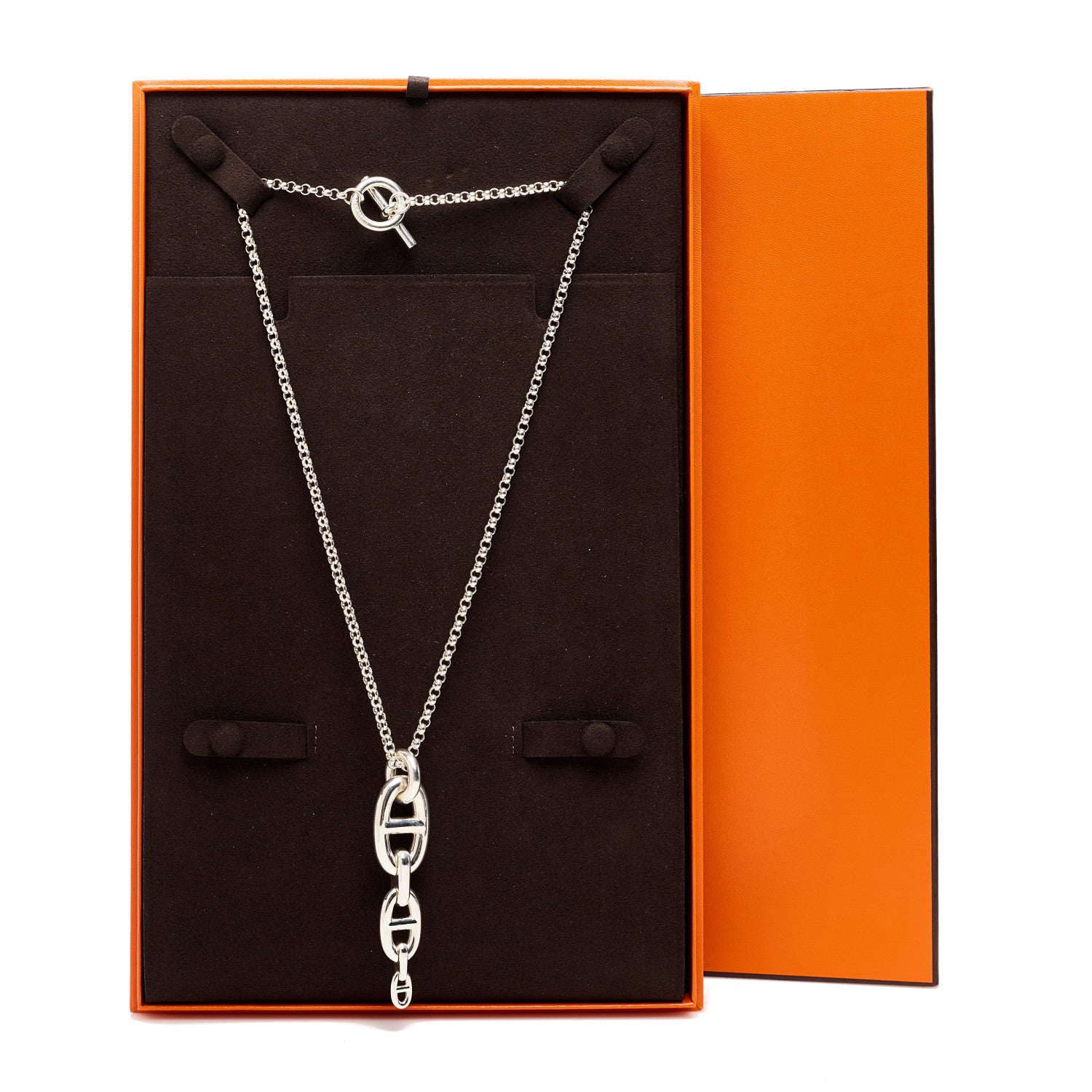 Hermes Sterling Silver GM Chaine D'Ancre Echainee Pendant Necklace 6 of 6