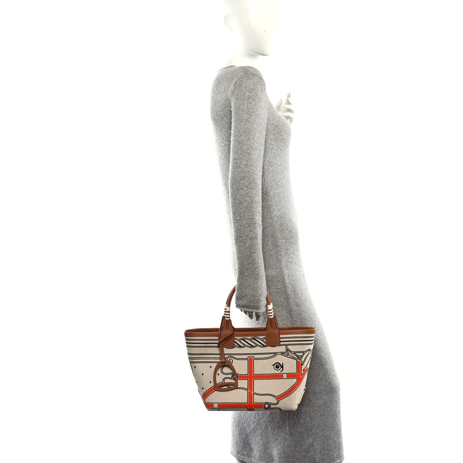 Hermes H Plume Canvas Swift Printed Quadrige au Fil Steeple 25 Bag