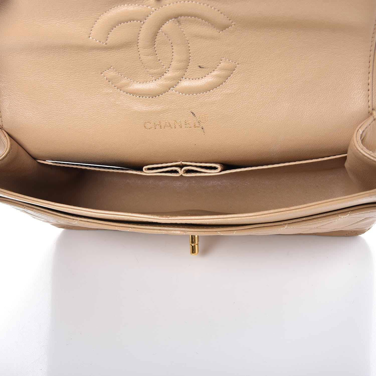 Chanel Lambskin Quilted Medium Double Flap Beige 6 of 16