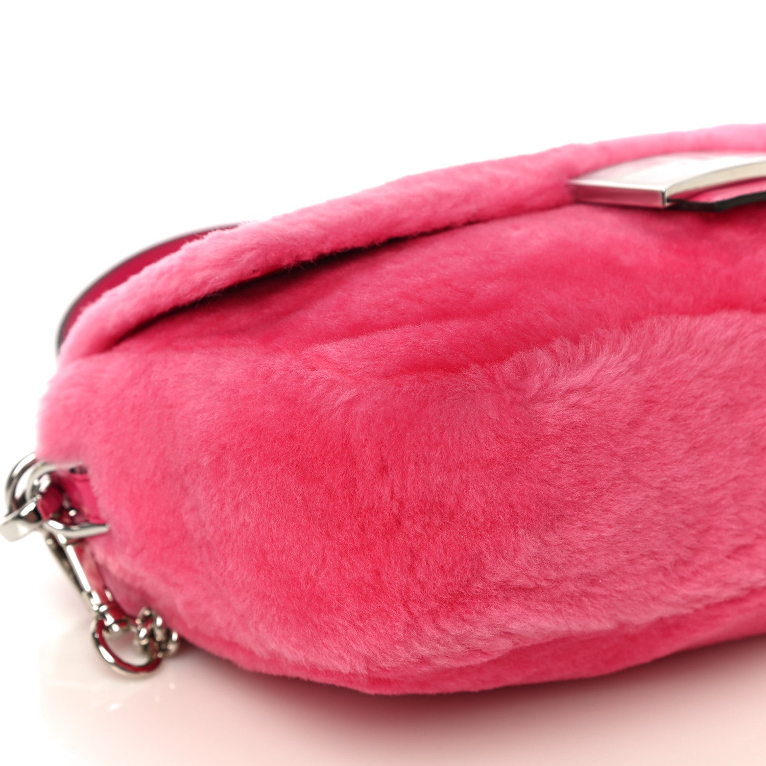 Fendi Shearling Shiny Nappa Baguette Rosa Fluo 9 of 10