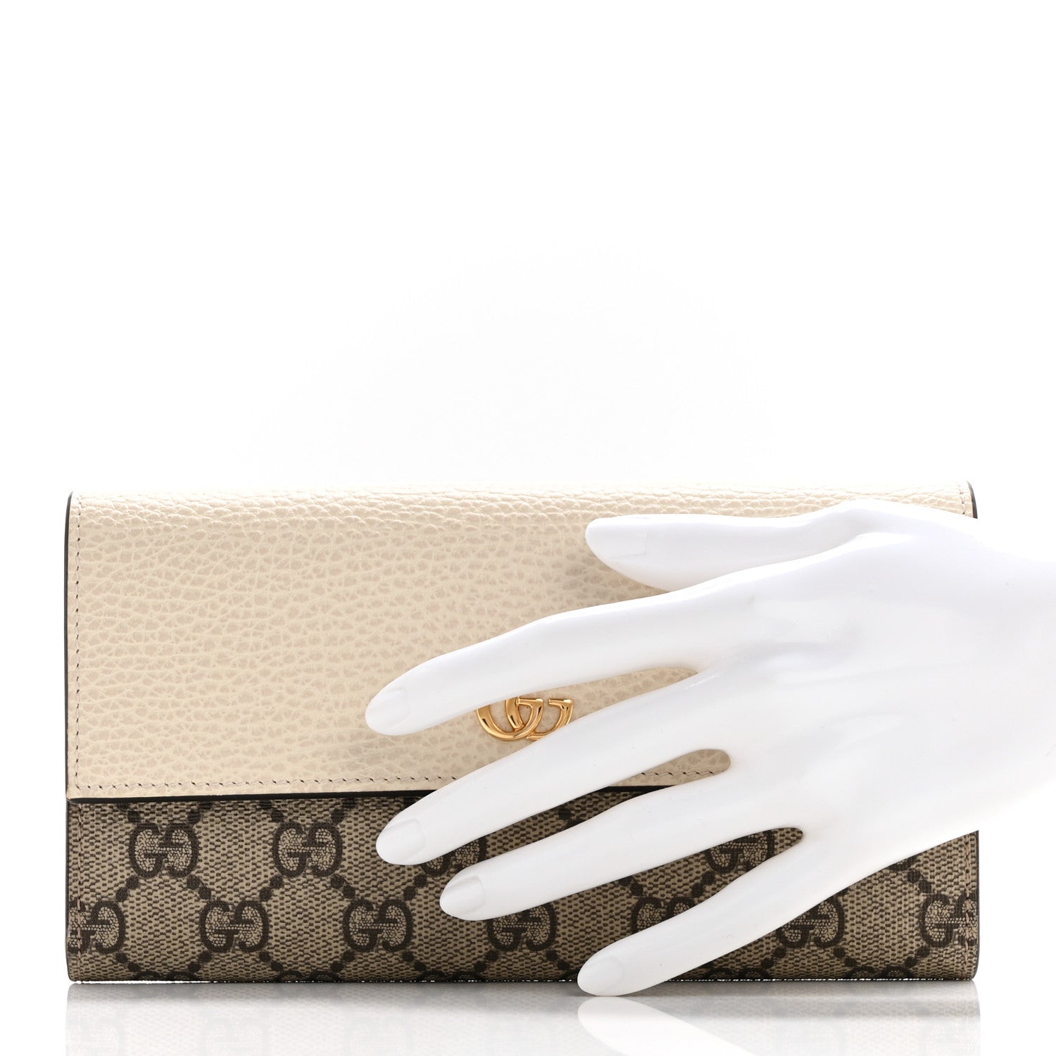 Gucci Dollar Calfskin GG Supreme Monogram GG Marmont Continental Wallet Mystic White Beige Ebony 2 of 9