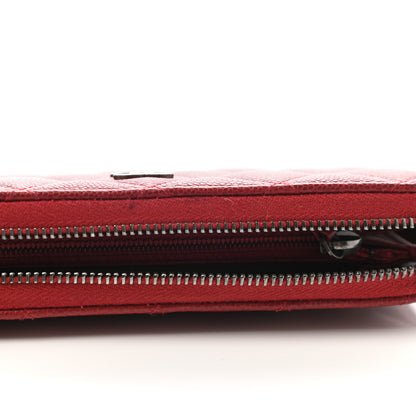 Chanel Caviar Quilted Small Zip Around Wallet Dark Red 9 of 12
