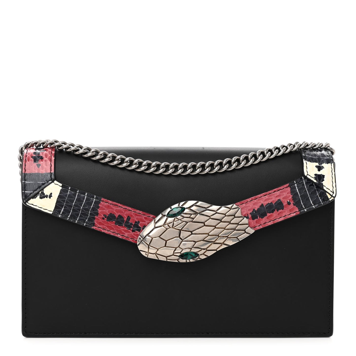 Snakeskin Calfskin Lilith Shoulder Bag Black
