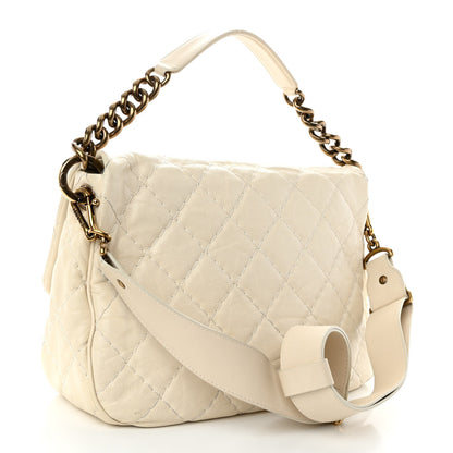Chanel Crumpled Grained Calfskin Medium Coco Pleats Messenger Flap Dark White 3 of 12