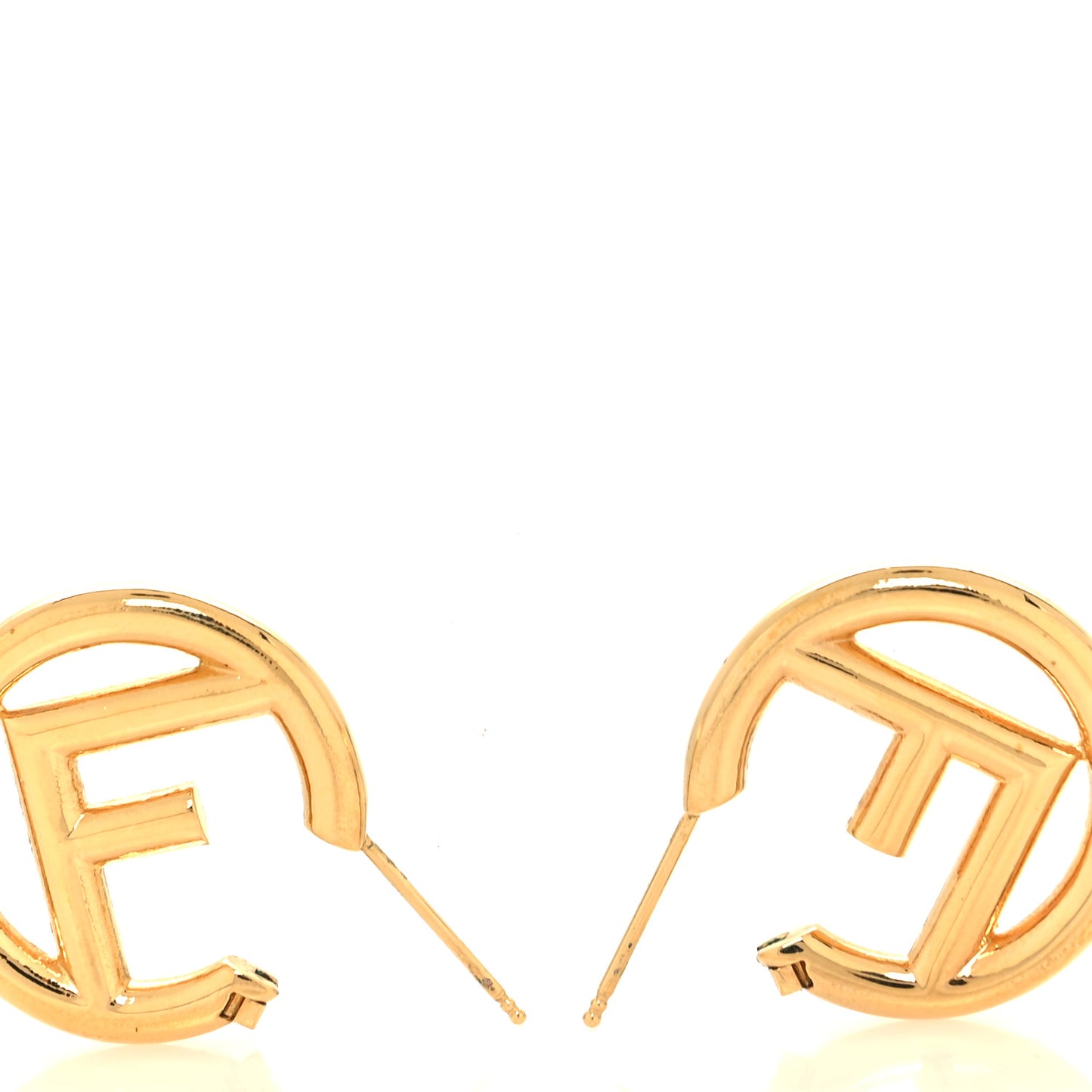 Metal FF Hoop Earrings Gold