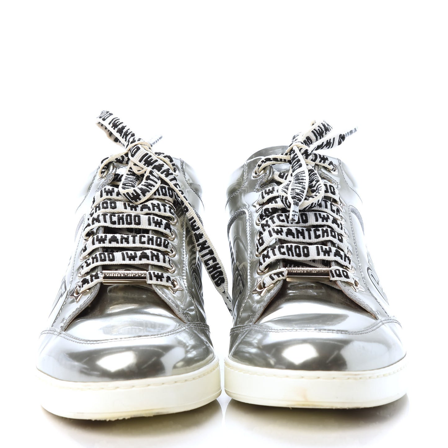 Liquid Mirror Calfskin Embossed Miami Sneaker 36.5 Silver Black
