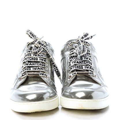 Jimmy Choo Liquid Mirror Calfskin Embossed Miami Sneaker 36.5 Silver Black 2 of 10