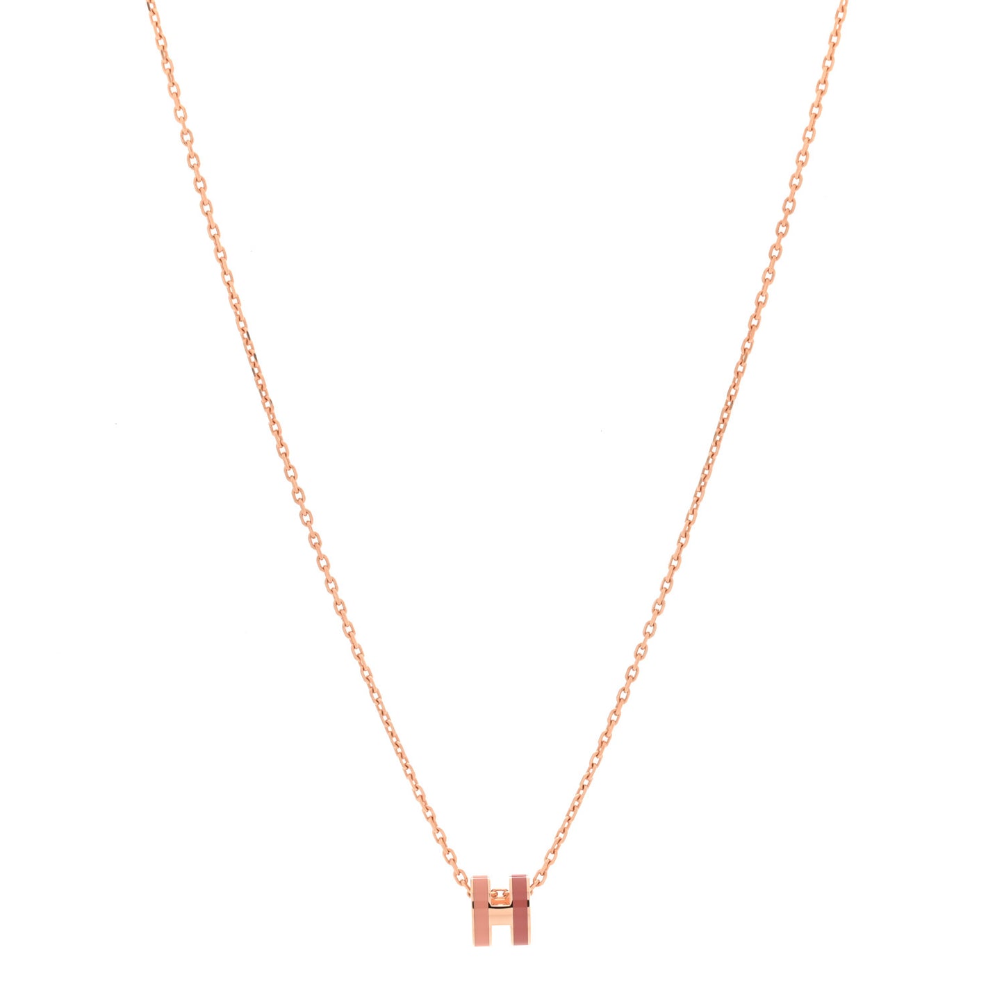 Lacquered Rose Gold Mini Pop H Pendant Necklace Rose Dragee