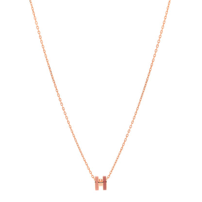 Hermes Lacquered Rose Gold Mini Pop H Pendant Necklace Rose Dragee 1 of 7