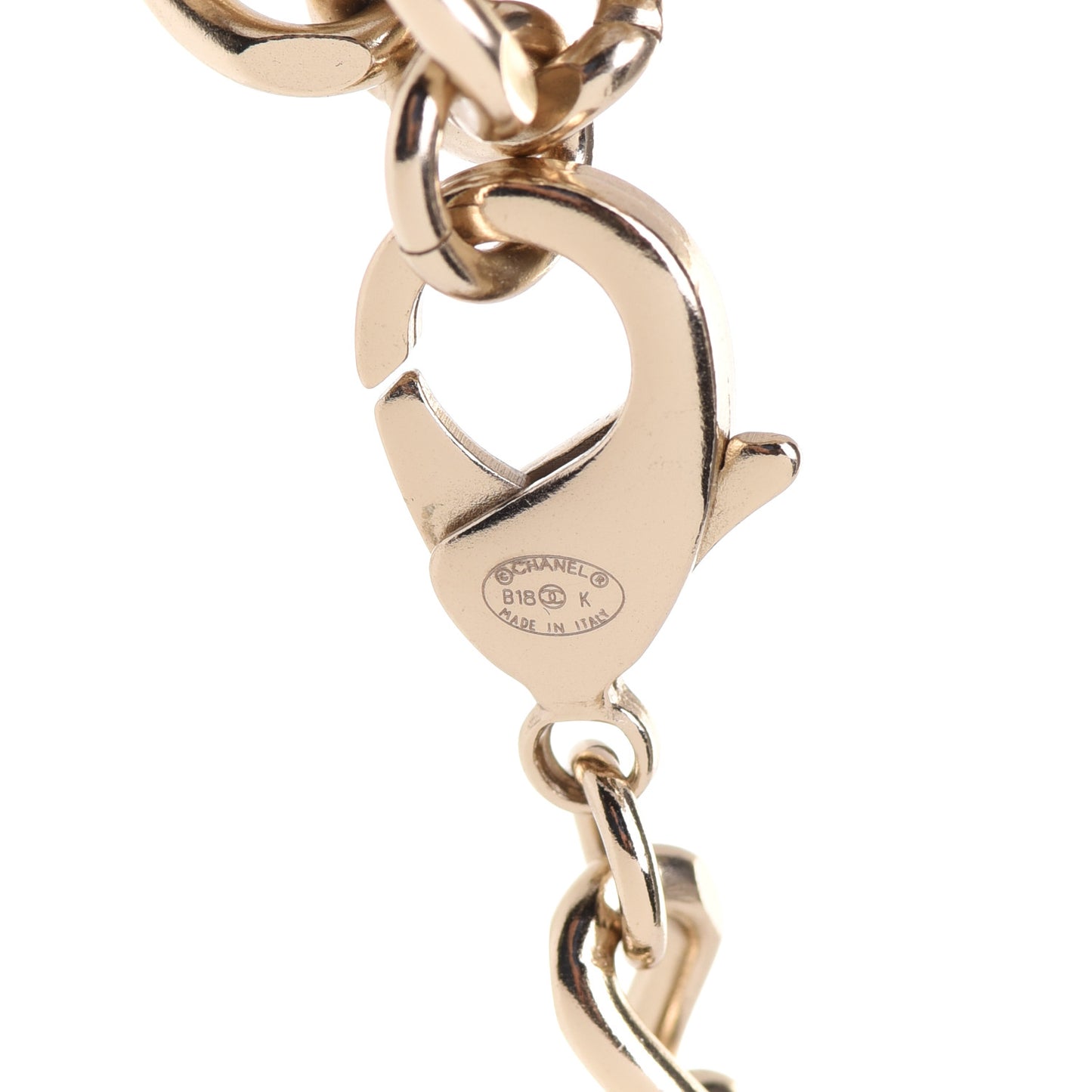 Pearl Lambskin Chain CC Multi Strand Necklace Gold Black
