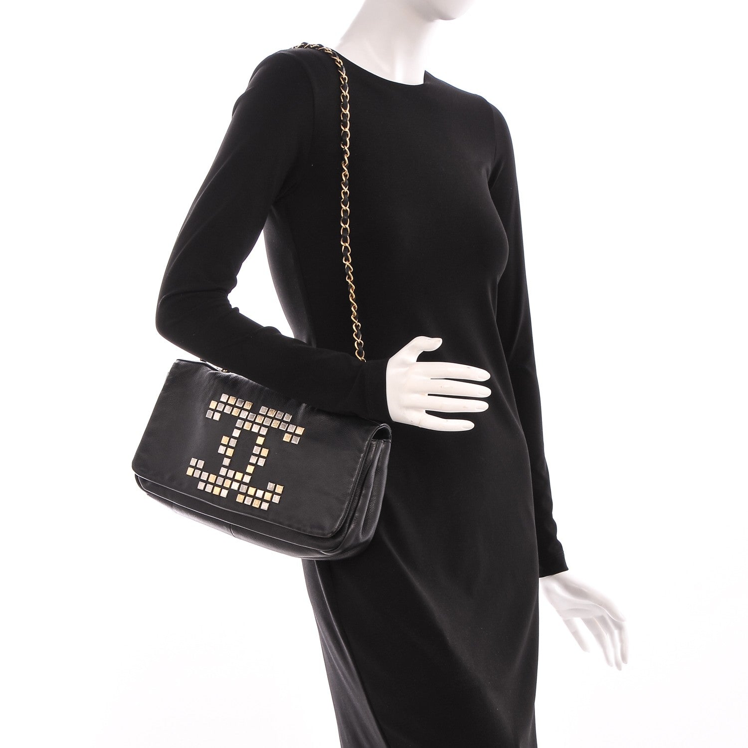 Chanel Grained Calfskin Metal Mosaic Flap Black 2 of 7