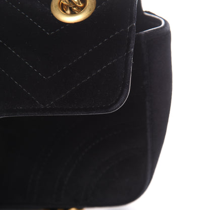 Gucci Velvet Matelasse Mini GG Marmont Shoulder Bag Black 6 of 15