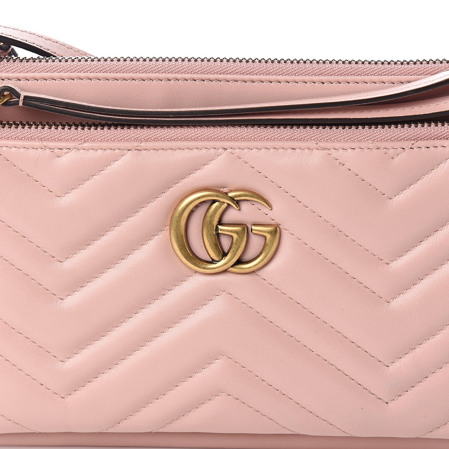 Calfskin Matelasse Small GG Marmont Double Zip Shoulder Bag Perfect Pink
