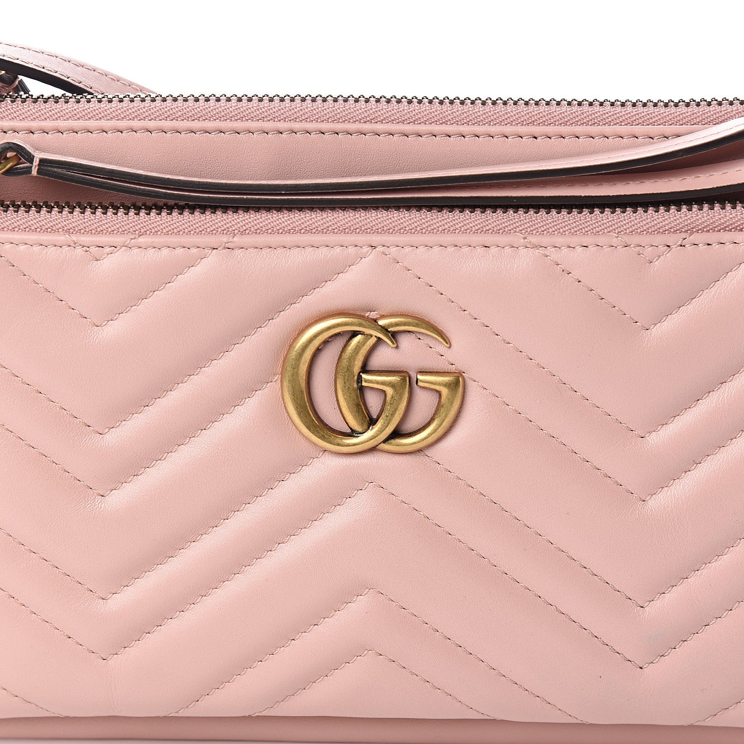 Gucci Calfskin Matelasse Small GG Marmont Double Zip Shoulder Bag Perfect Pink 9 of 9