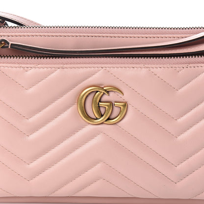 Gucci Calfskin Matelasse Small GG Marmont Double Zip Shoulder Bag Perfect Pink 9 of 9